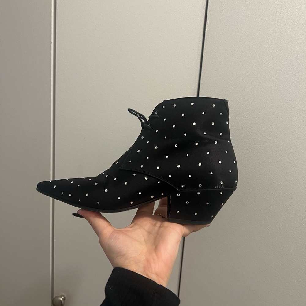 Polka Dot Ankle Boots - Black